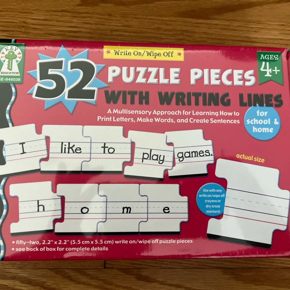 Write and wipe off sentences words puzzle pieces